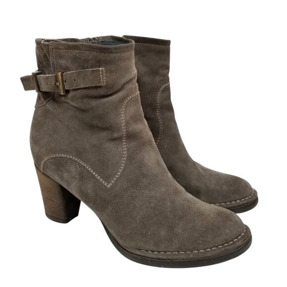 Alberto Fermani Women's Taupe Brown Stacked Heel Suede Ankle Boots Size 38 / 7.5 - Picture 1 of 11